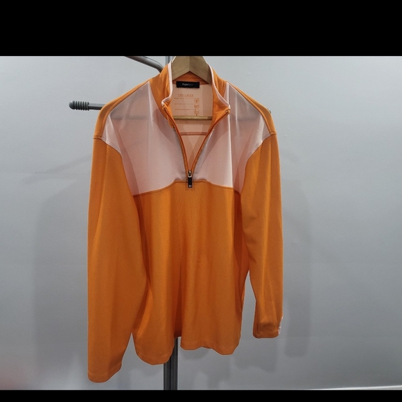 Zegna Other - Orange and White Men's Quarter-Zip Shirt